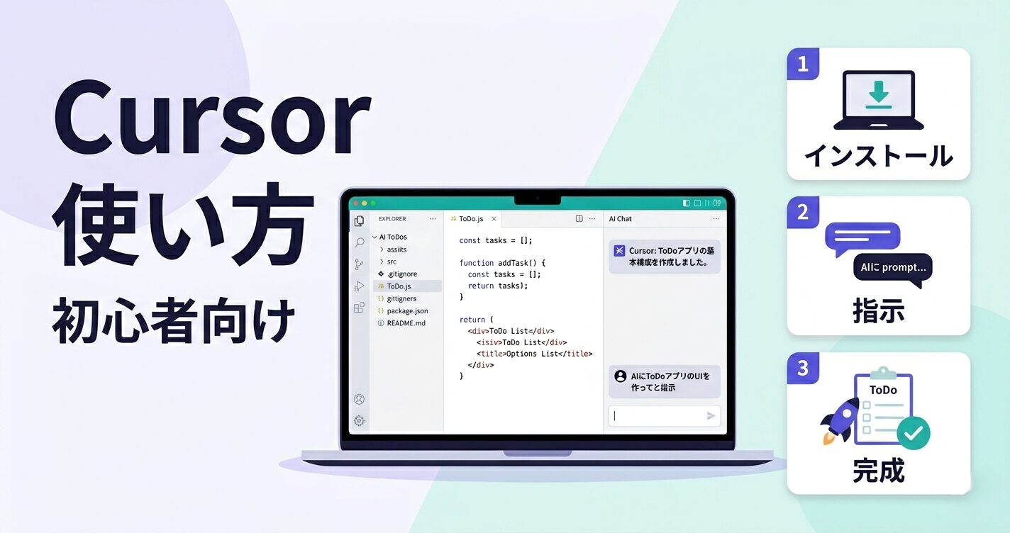 Cursorの使い方を初心者向けに解説するアイキャッチ画像